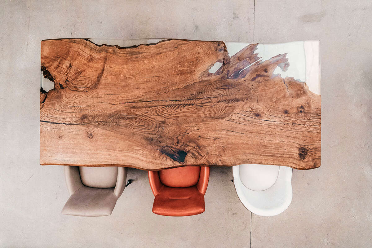 Eichenholz Tischplatte mit Epoxid 250 x 110 x 4,5 cm