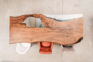 Veredelte Eichenholz Baumscheibe mit Epoxy 270 x 110 x 4,8 cm - #custom.ansicht# 1