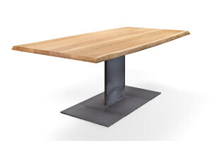 Mittelfu&szlig; Tisch Eiche mit Baumkante Alva Premium astfrei - #custom.ansicht# 3