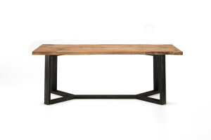 Tisch aus Eichenholz mit Baumkante und Metallgestell nach Maß Caspa