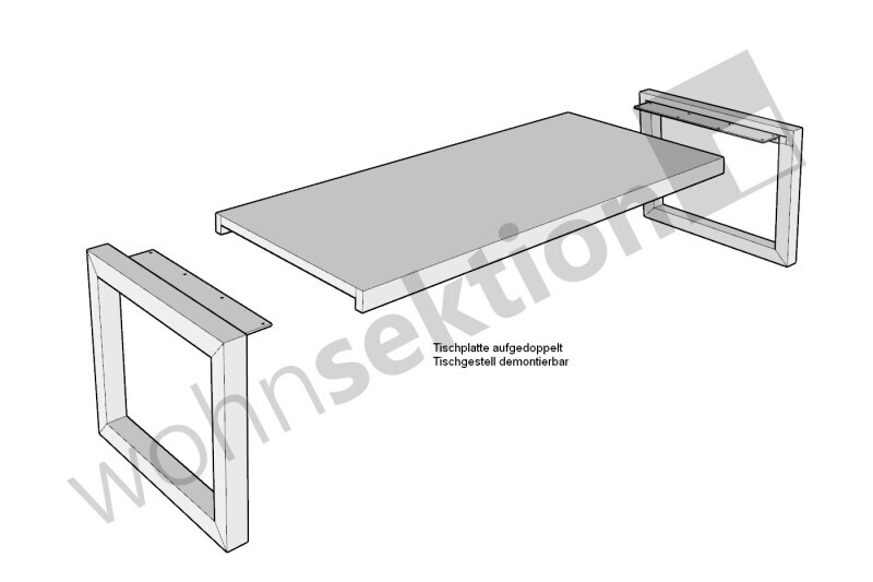 Skizze der Montage des Esstisch mit Tischbeinen aus Holz vom Typ Berlin