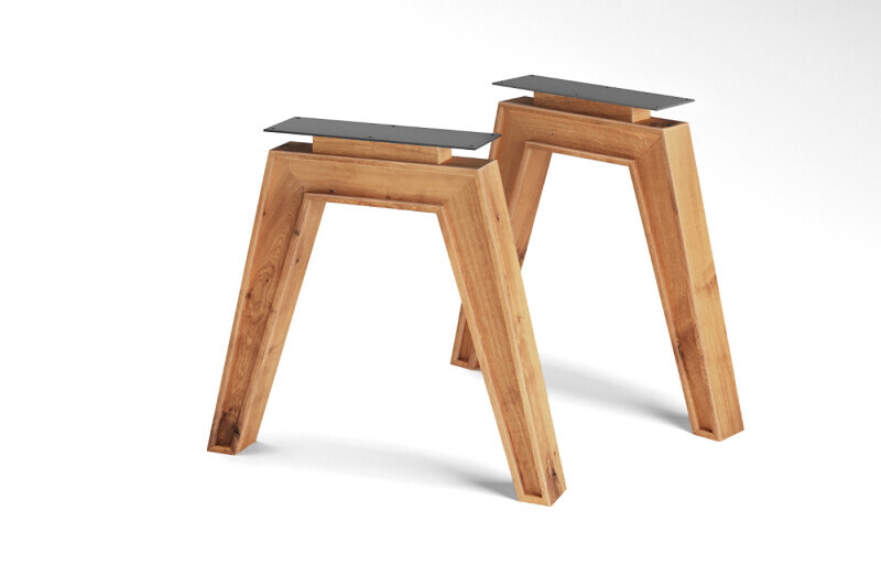 Tischbeine aus Eichenholz mit Metallplatte für sicheren Halt Modell Laurenz