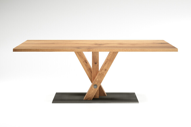 Tischbeine aus Holz mit Bodenplatte aus Stahl vom Modell Lennox