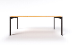 maßgefertigter Esstisch in Eiche modern mit minimalistischen Metall Tischbeinen