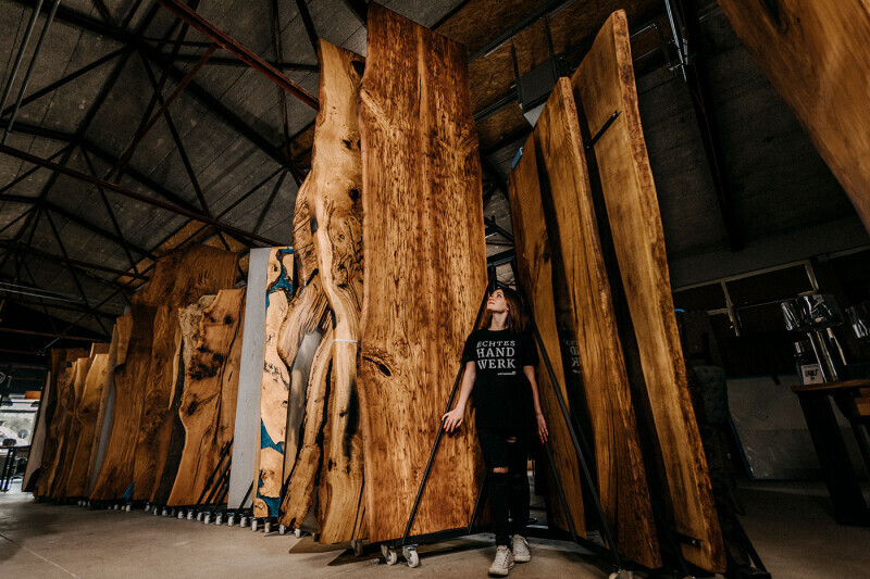 Baumkanten Massivholzplatte Kastanie Twin verleimt 387 x 99 x 4,5cm - Ansicht 3