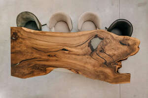 Nussbaum Tischplatte aus der Baumscheibe 0163
