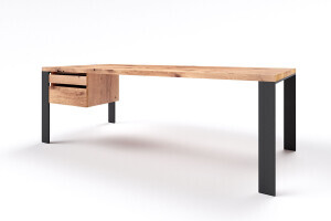 Geradliniger Schreibtisch Holz mit Stahlfüßen und Schubladen