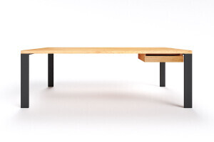 Moderner Eiche Schreibtisch mit Metall Tischbeinen Hartok 10