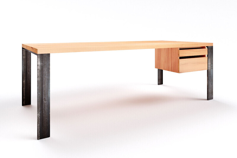 Hartok Minimal Design Schreibtisch in Holz und Stahl