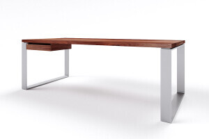 Moderner Nussbaum Schreibtisch mit Tischkufen aus Metall