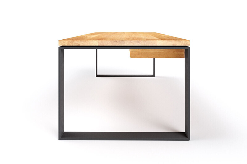 Eiche Schreibtisch Horik mit Tischkufen aus Metall und Schattenfuge