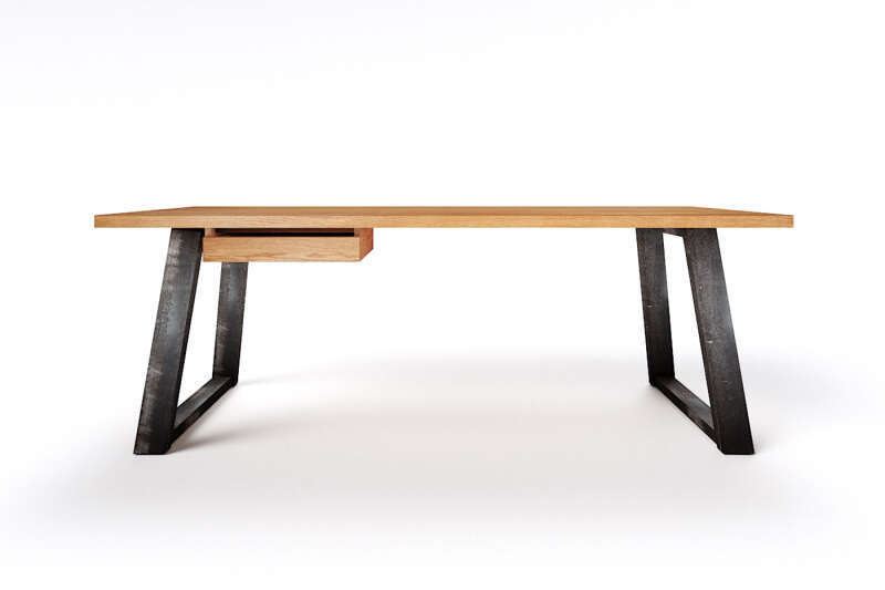 Schreibtisch Eiche mit Tischkufen aus Stahl Larvik astfrei