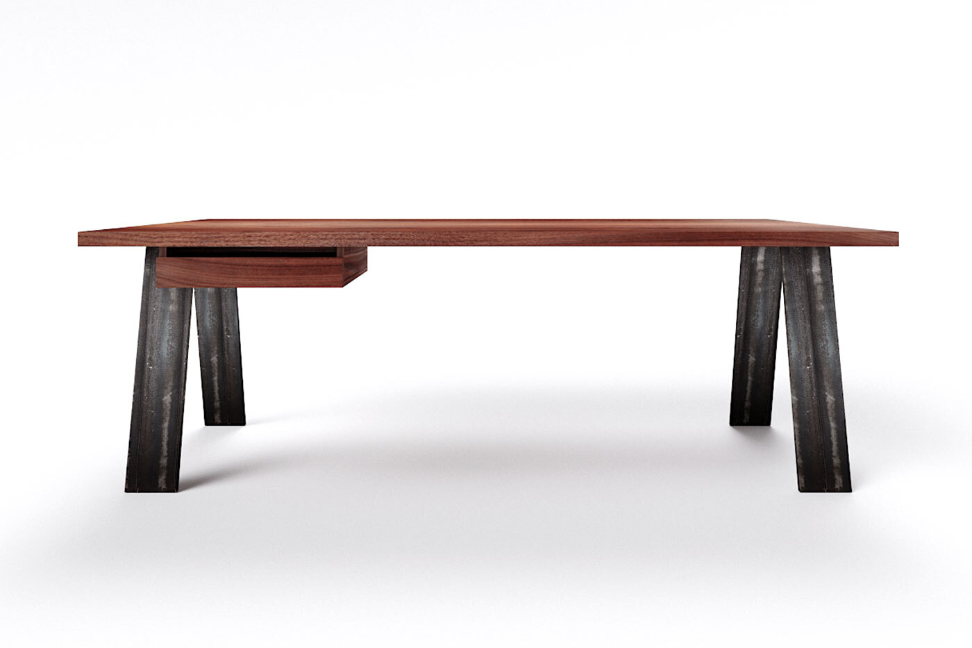 Novo Nussbaum Massivholz Schreibtisch mit Tischbeinen aus massivem Flachstahl