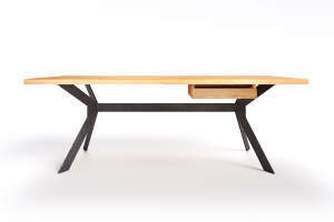 Moderner Massivholz Schreibtisch in Premium Eiche mit Schublade