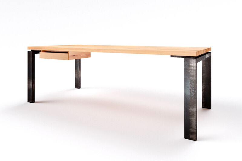 Maßgefertigter Massivholz Schreibtisch im schlichten Design