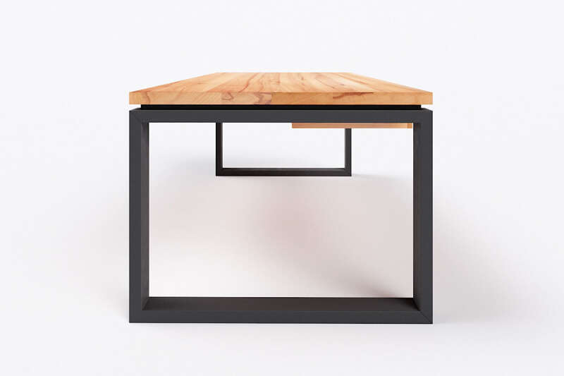 Schreibtisch mit Metall Tischkufen Vardo Wildbuche