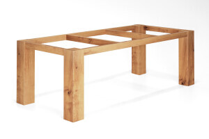 Tischgestell aus massivem Eichenholz für schwere Tischplatten vom Modell Almina