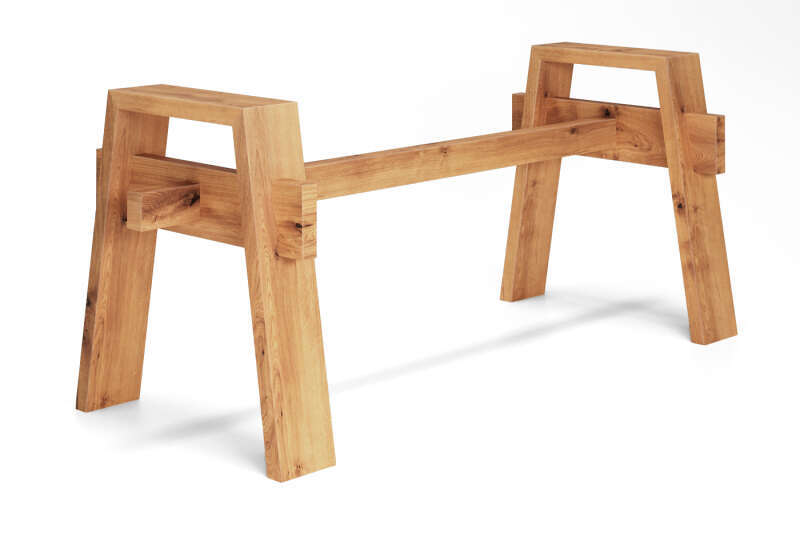 Tischgestell aus Eichenholz für Tischplatten vom Modell Jannik