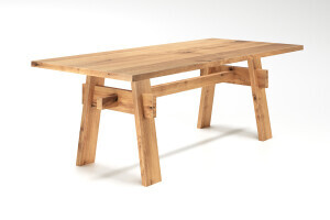 Beispielbild mit Tischplatte für das Tischgestell aus Eiche vom Modell Jannik
