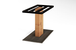 Tisch Gestell aus Eichenholz mit Metallfuß und Metallaufsatz vom Typ Torvald