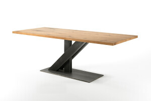 Tischuntergestell aus Stahl mit Eichenholz Tischplatte