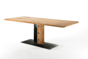 Tischgestell Stahl und Eichenholz für schwere Tischplatte