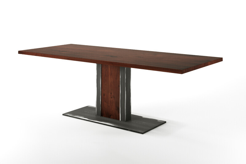 Tisch Mittelfußgestell Klara Nussbaum Metall - Ansicht 3