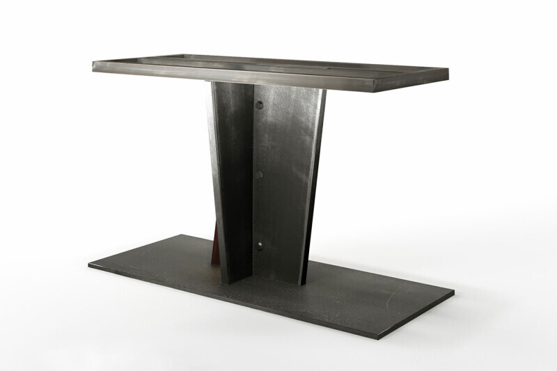 Stahl Tischgestell Mittelfuß mit Nussbaum Levi
