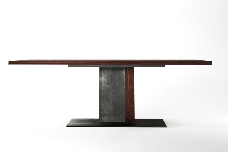 Stylisches Tischgestell Stahl und Nussbaum Yuma - Ansicht 3