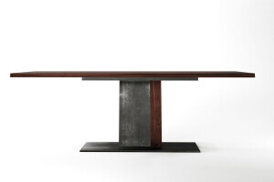 Stylisches Tischgestell Stahl und Nussbaum Yuma - Ansicht 1