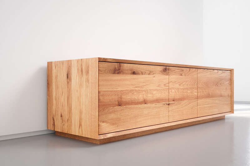 modernes Massivholz Sideboard Eiche mit drei Schubladen