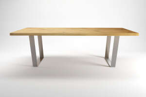 Flachband Tischgestell mit Tischplatte Massivholz