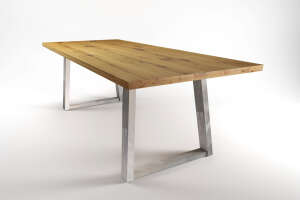 Montagebeispiel Tischgestell Larvik mit Tischplatte Eiche massiv