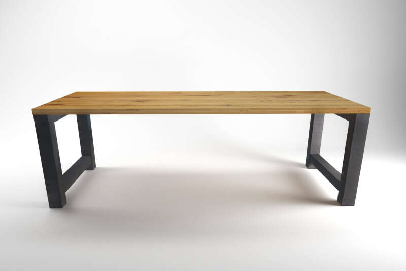 Seitenansicht Esstisch mit Tischgestell Metall Melean