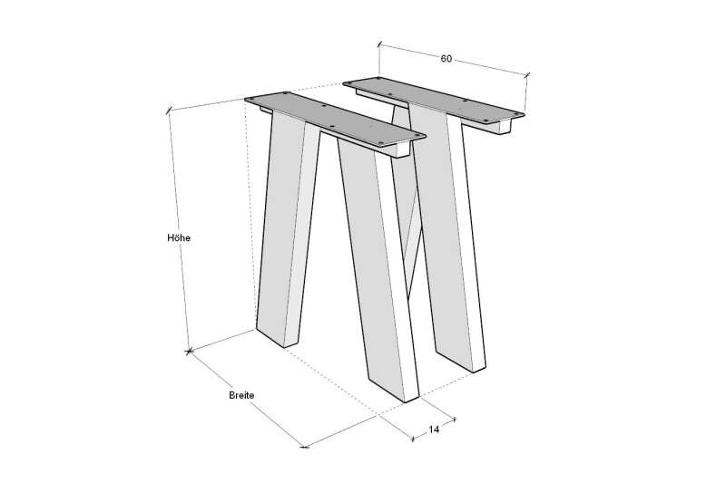 Metall Tischbeine auf Maß Modell Kulajan