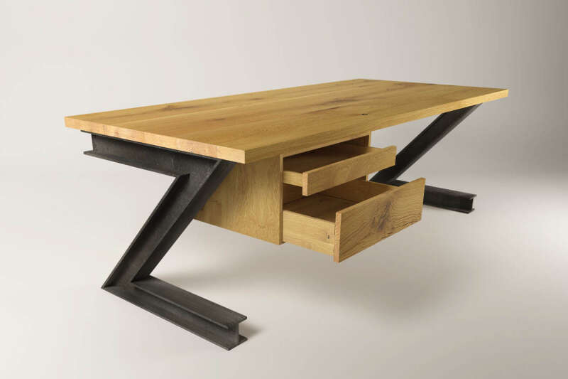 Schreibtisch Eiche Karmoi Industriedesign - #custom.ansicht# 4