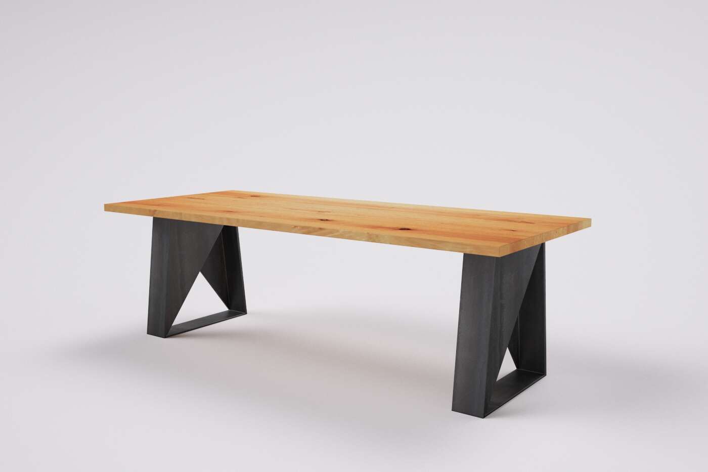 Janosh Naturholz-Esstisch mit kufenförmigen Metall Tischuntergestell