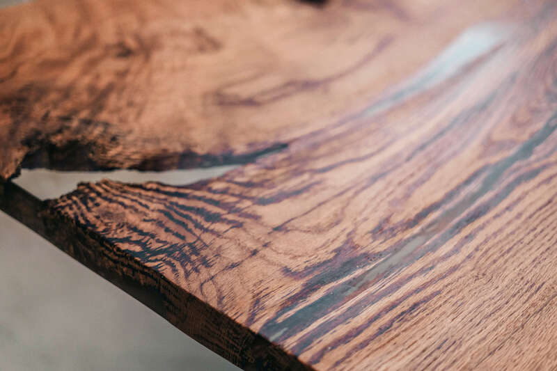 Edle Eichenholz Tischplatte mit Epoxy 270 x 120 x 4,8 cm - #custom.ansicht# 9