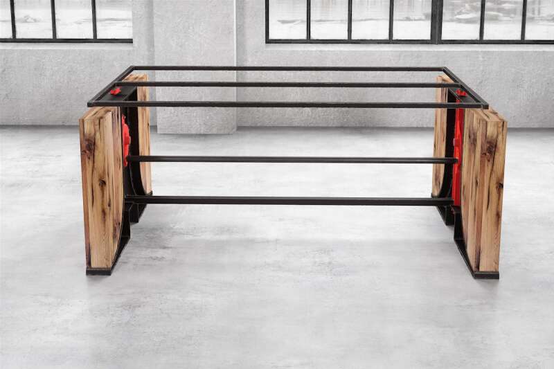 Tischgestell h&ouml;henverstellbar aus Stahl Holz Hookes - #custom.ansicht# 4