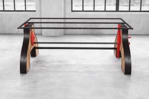 Industriedesign Tischgestell Transformer h&ouml;henverstellbar Stahl Holz - #custom.ansicht# 2