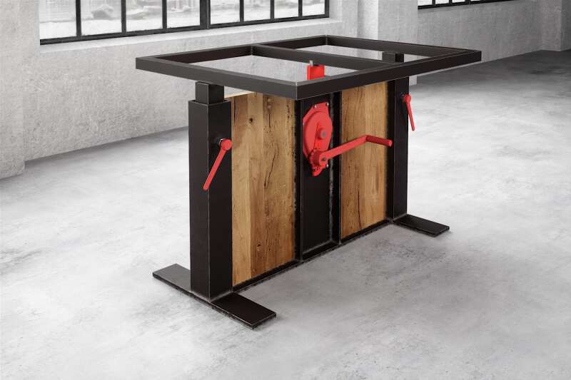 Stahl und Holz Esstisch Untergestell Compus h&ouml;henverstellbar - #custom.ansicht# 10