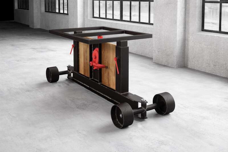 Stahl und Holz Tischgestell auf R&auml;der h&ouml;henverstellbar Elevator - #custom.ansicht# 4