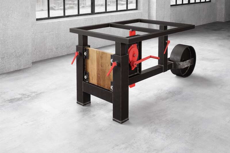 Industrie Esstischgestell Rollos Stahl Holz h&ouml;henverstellbar - #custom.ansicht# 4