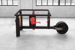 Industrie Esstischgestell Rollos Stahl Holz h&ouml;henverstellbar - #custom.ansicht# 2