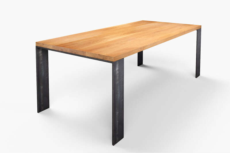 Echteiche Esstisch Hartok modern mit Metall-Tischfüßen