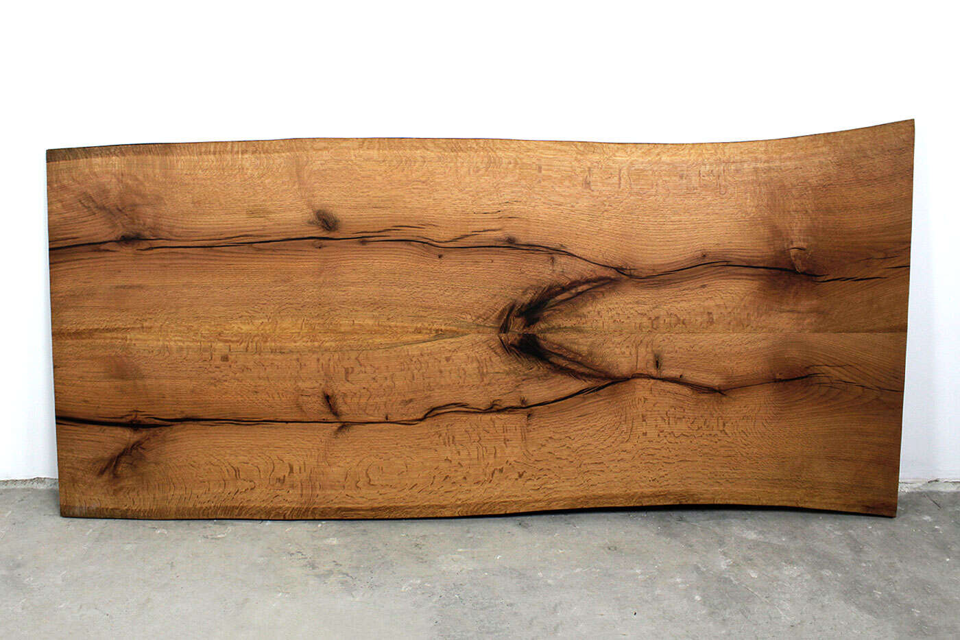 Tischplatte mit Baumkanten Eiche Twin verleimt 250 x 112 x 5cm