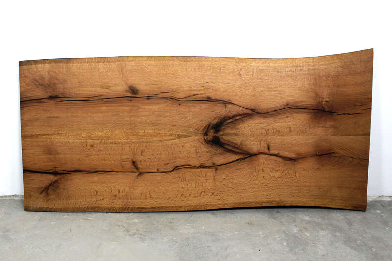 Tischplatte mit Baumkanten Eiche Twin verleimt 250 x 112 x 5cm - Ansicht 5