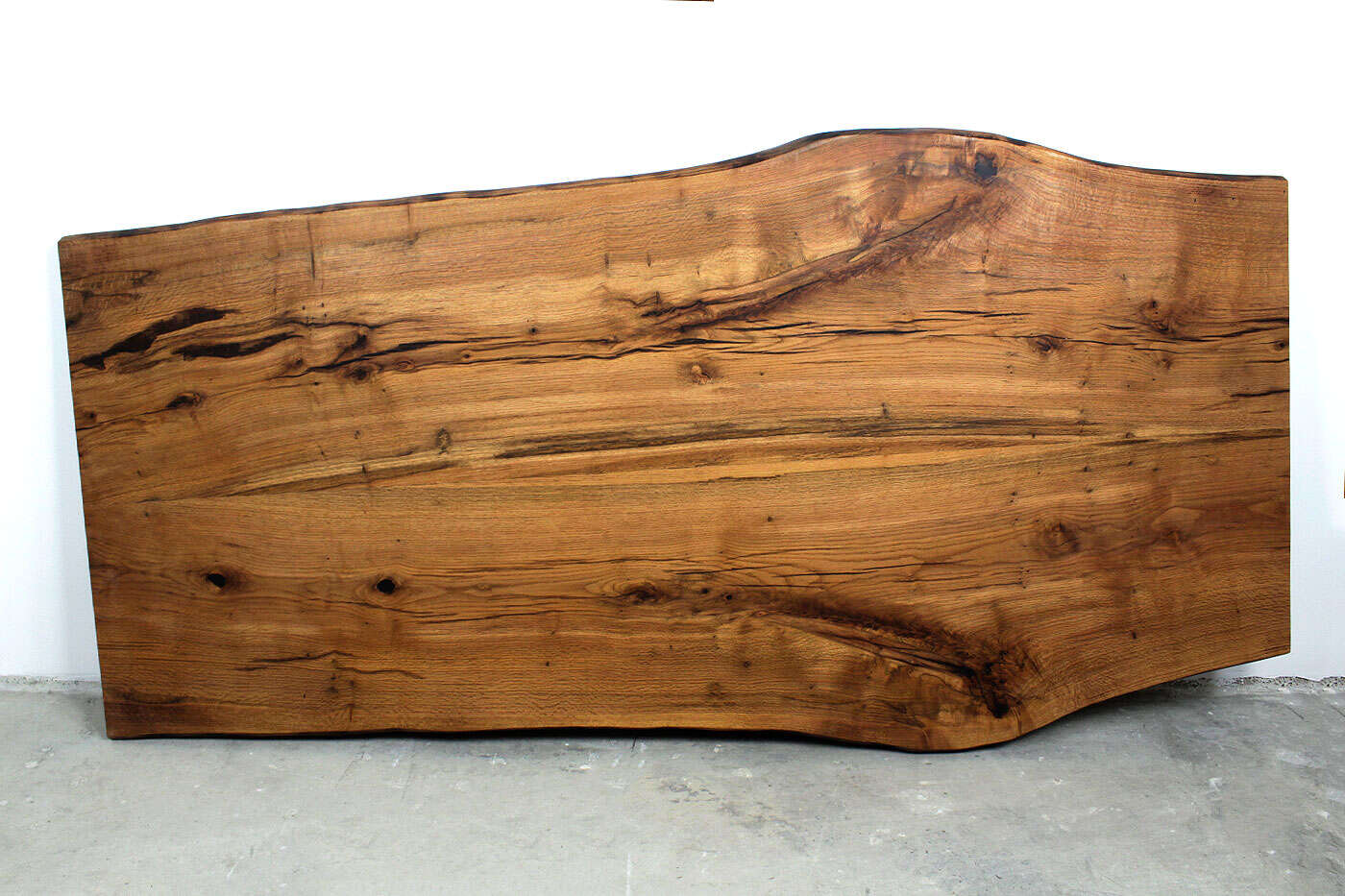 Tischplatte mit Baumkante Eiche 250 x 113cm - Ansicht 1