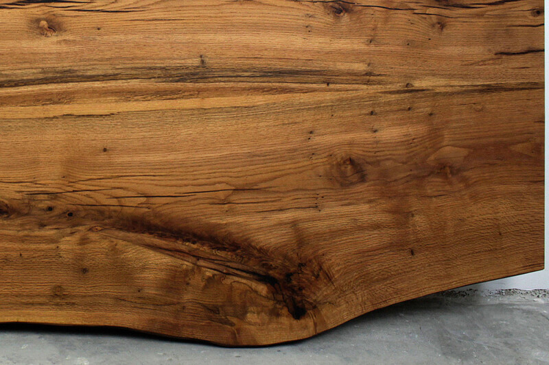 Tischplatte mit Baumkante Eiche 250 x 113cm