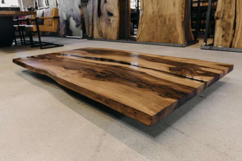 Amerikanische Baumkanten Tischplatte aus Nussbaum 200 x 120 cm - Ansicht 8